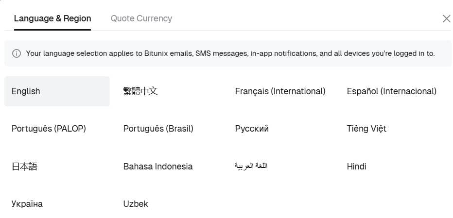 bitunix language
